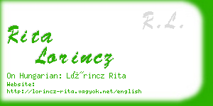 rita lorincz business card